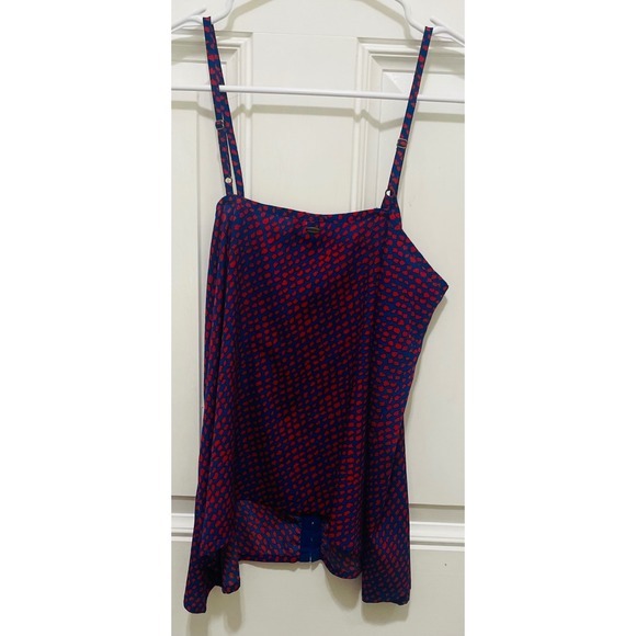O'Neill Cami Top Button Front Sleeveless Casual Blouse‎ Red Blue Size M - Picture 3 of 3